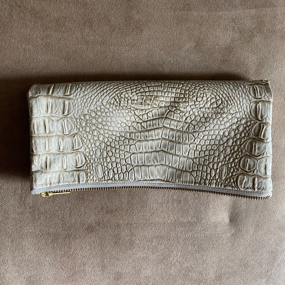 Room 422 Callie Clutch in Allie Tan croc print animal print off white purse bag